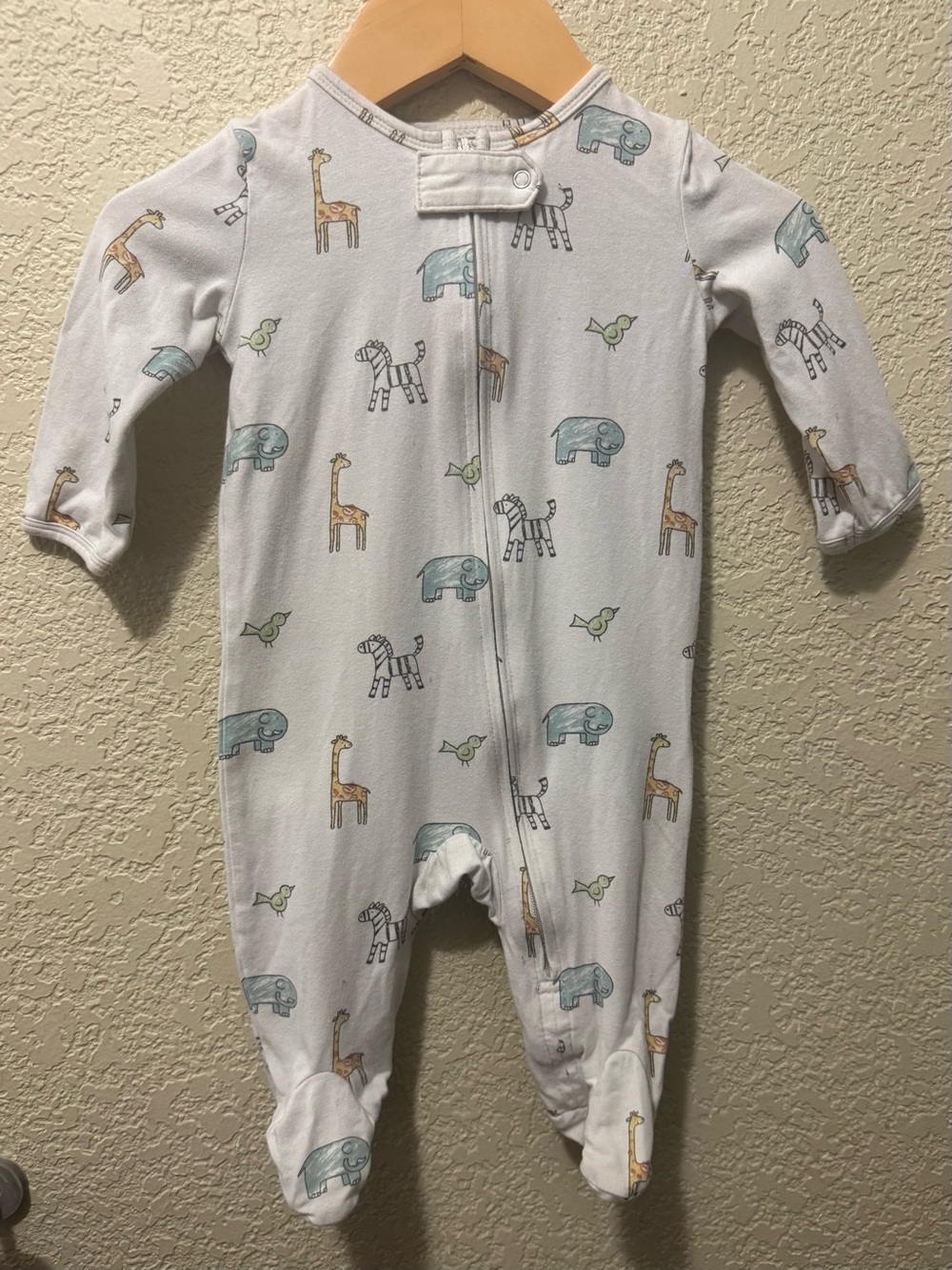 aden + anais White Footed One-Piece with Pastel Safari Animal Print